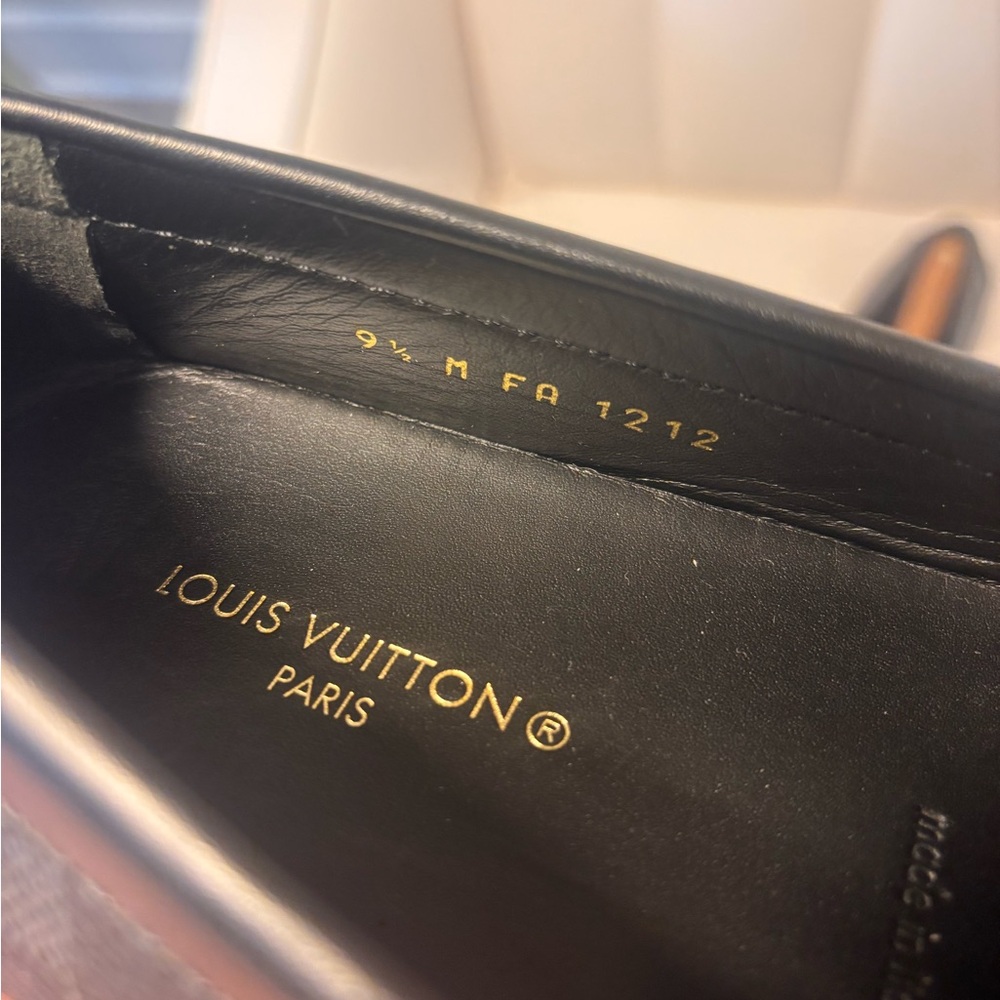 Louis Vuitton Black Checkered Loafers - Picture 5 of 6